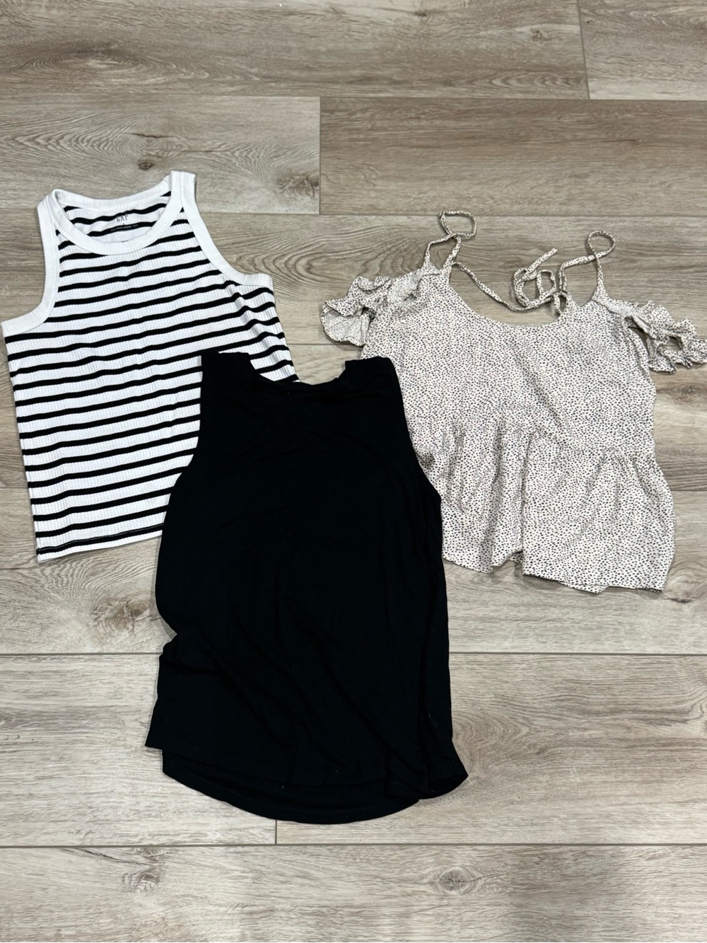 Bundle of 3 Women’s Black & White Tank Top Classic Striped and Solid Styles